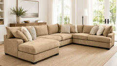 Two Tone Pecan 4pc Sectional Sofa | Upholstered Living Room Sectional | Gallery Furniture