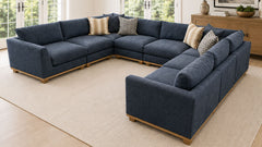 8-Piece Nesta Blue Denim Sectional with Decorative Pillows by Jonathan Louis | Made in USA | Gallery Furniture