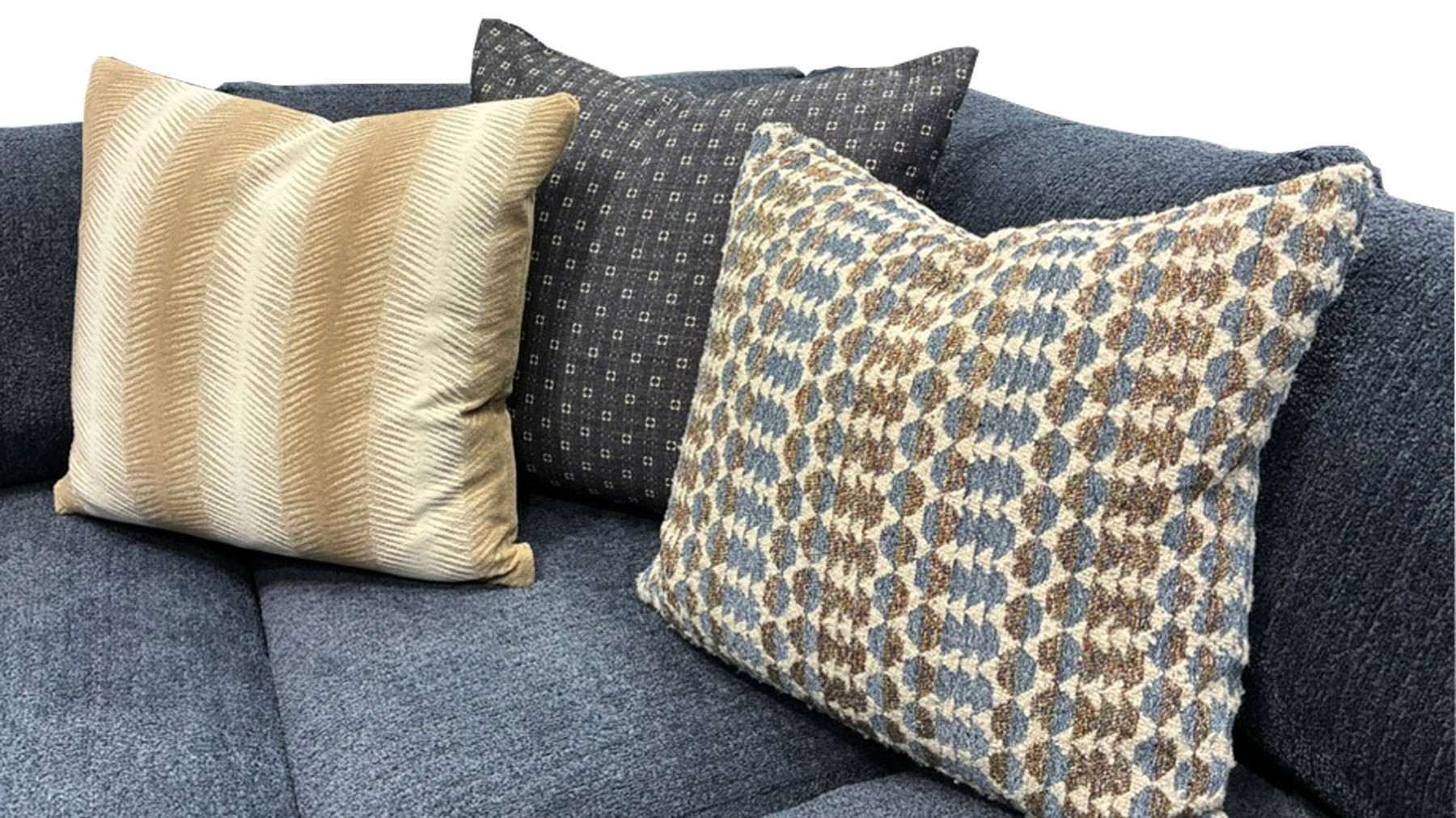 8-Piece Nesta Blue Denim Sectional with Decorative Pillows by Jonathan Louis | Made in USA | Gallery Furniture