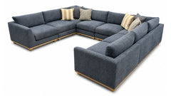 8-Piece Nesta Blue Denim Sectional with Decorative Pillows by Jonathan Louis | Made in USA | Gallery Furniture