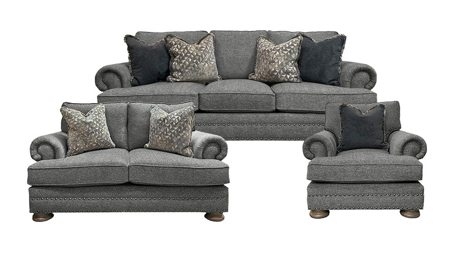 3 Pc Foster Blue Sofa, Loveseat & Chair