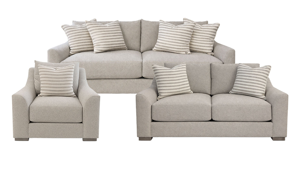 3pc Gabi Mushroom Living Room Set by Bernhardt - Sofa, Loveseat & Chair - Contemporary Light Gray - Made in USA