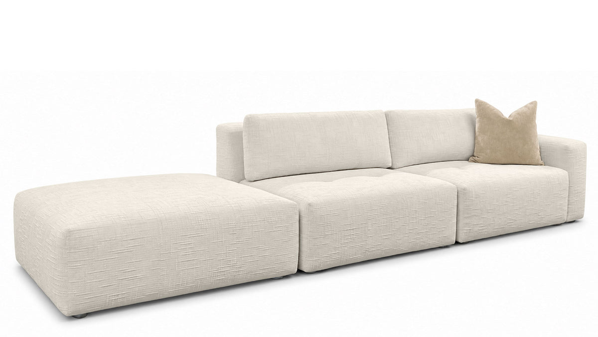 3pc San Mateo Cream Sectional with Ottoman | Upholstered Sectional Sofa | Gallery Furniture
