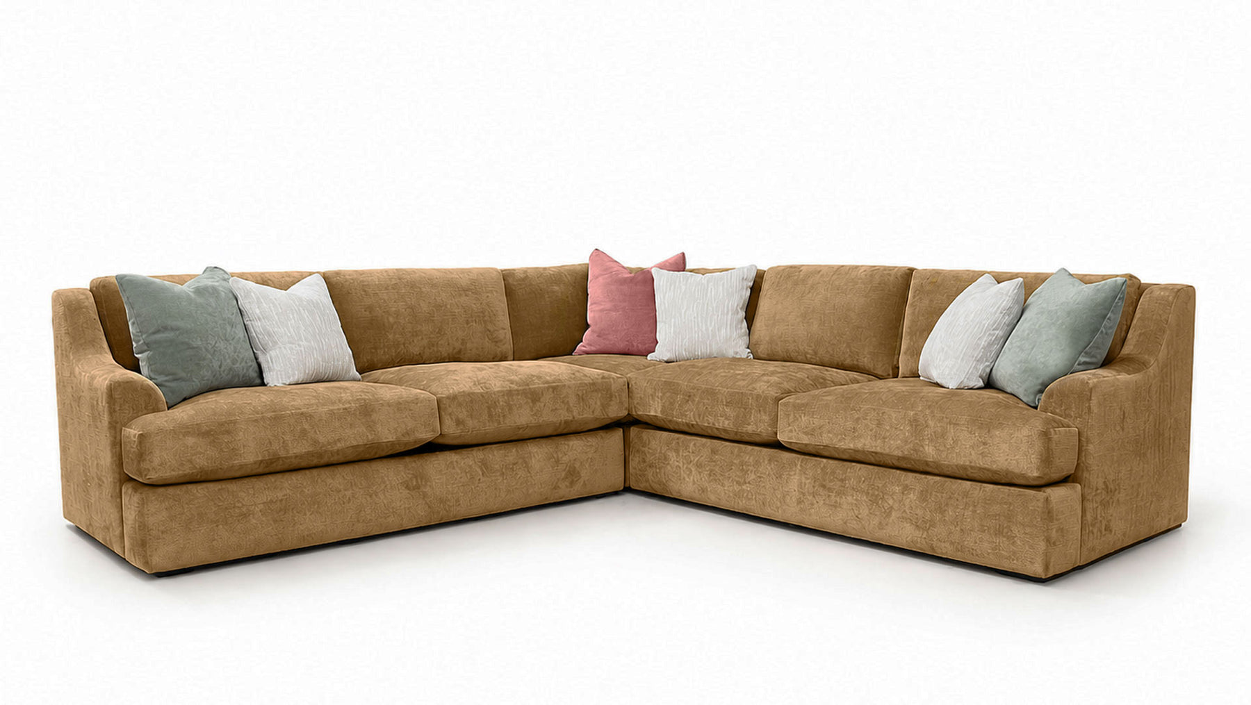 Desmond Kingston Toffee 3pc Sectional Sofa | Upholstered Sectional Couch | Gallery Furniture