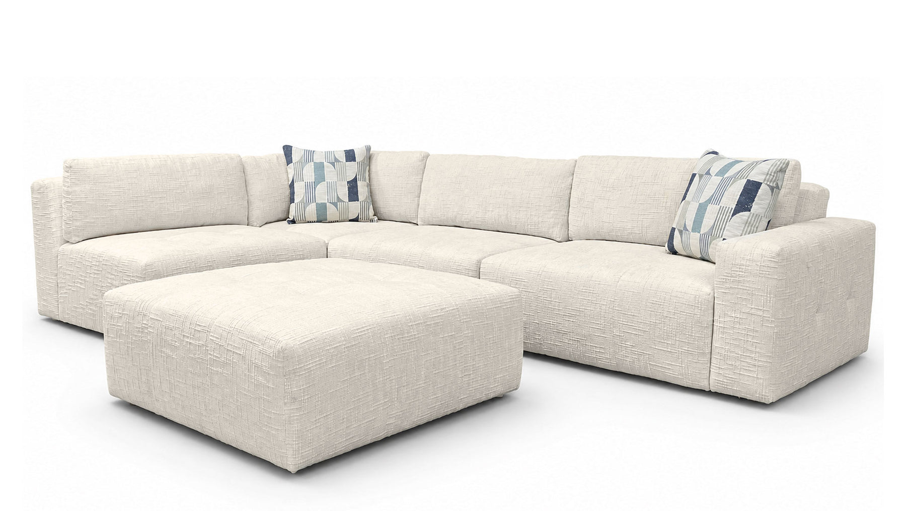 Fletcher Snow 5pc Sectional Sofa | Upholstered Living Room Sectional | Gallery Furniture