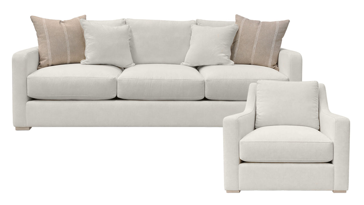 2pc Ventura Vanilla Sofa & Chair by Bernhardt - Contemporary Living Room Set - Made in USA