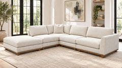 5pc Nesta Gellar Linen Sectional with Ottoman | Gallery Furniture