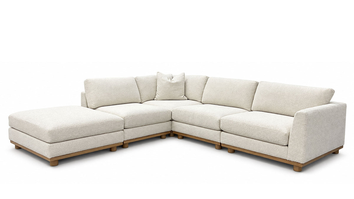 5pc Nesta Gellar Linen Sectional with Ottoman | Gallery Furniture