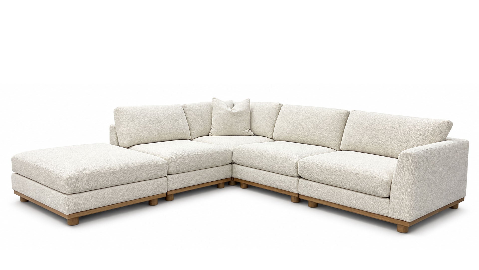 5pc Nesta Gellar Linen Sectional with Ottoman | Gallery Furniture