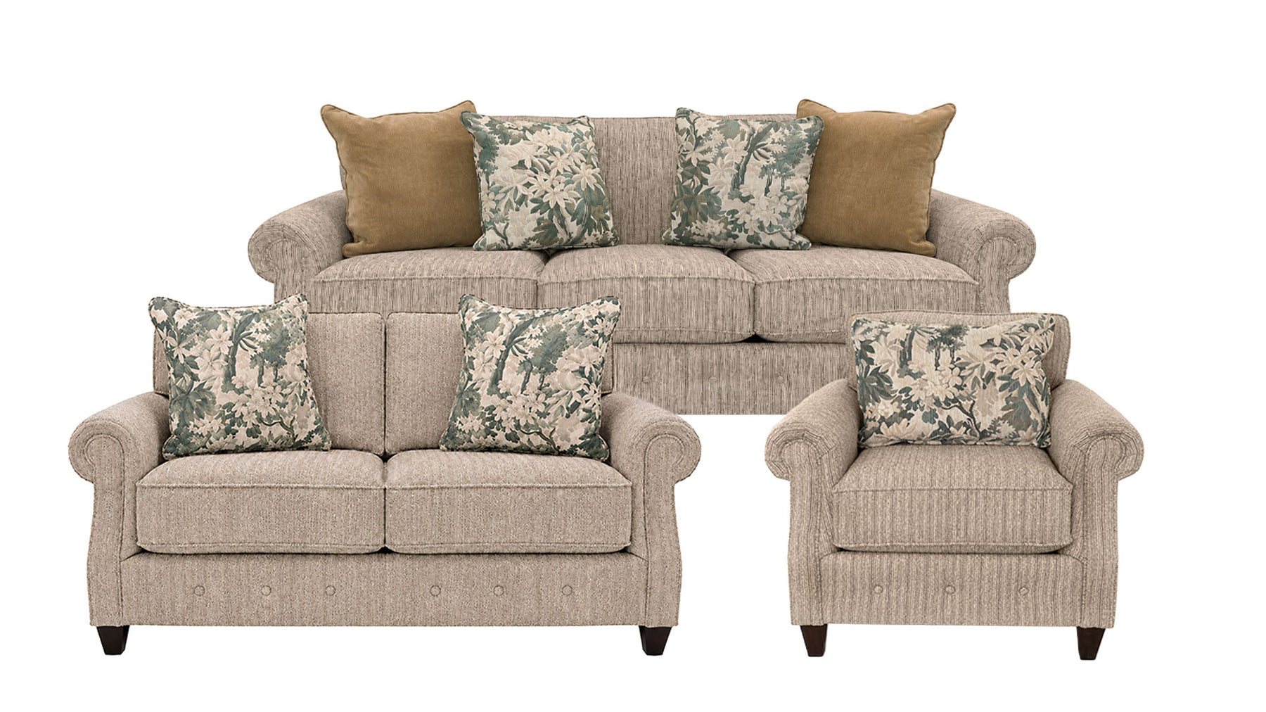 3-Piece Nassau Coffee Revolution Fabric Sofa Set – Sofa, Loveseat & Chair | Gallery Furniture