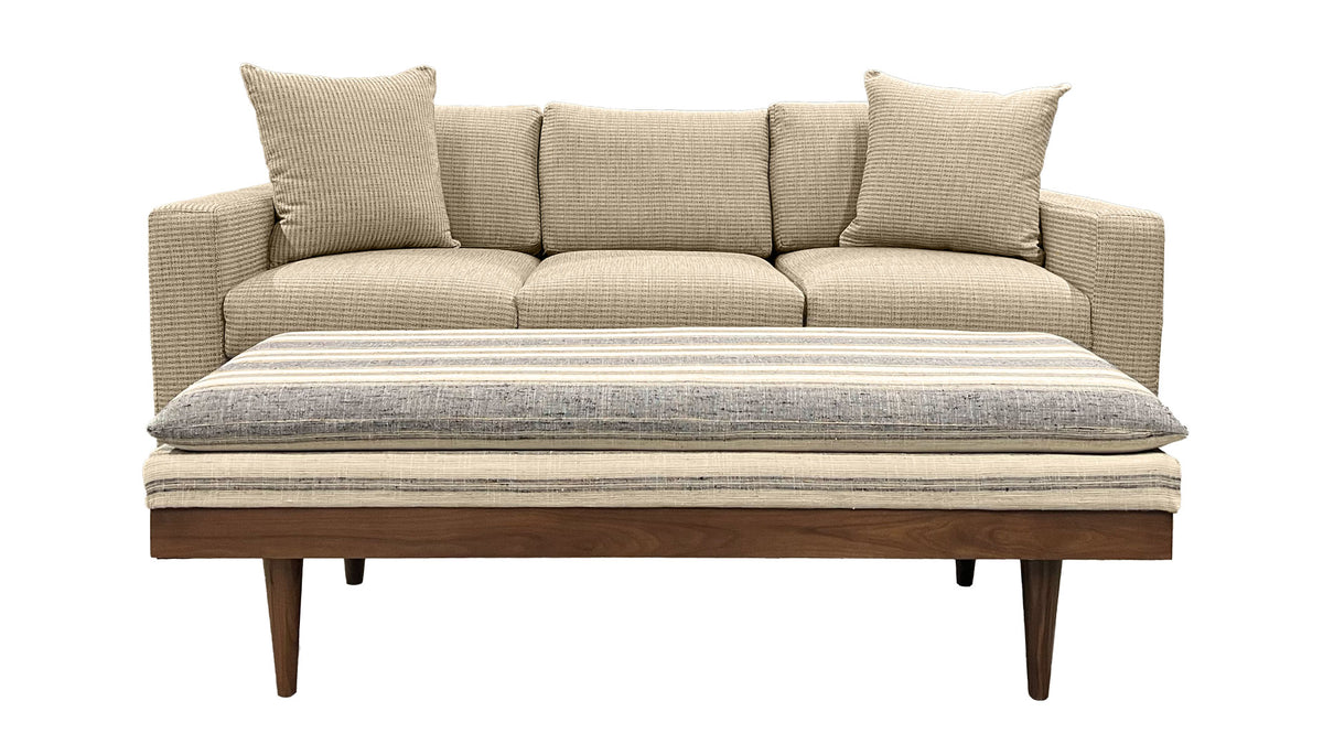 Marley Neutral Sofa with Large Ottoman & Decorative Pillows