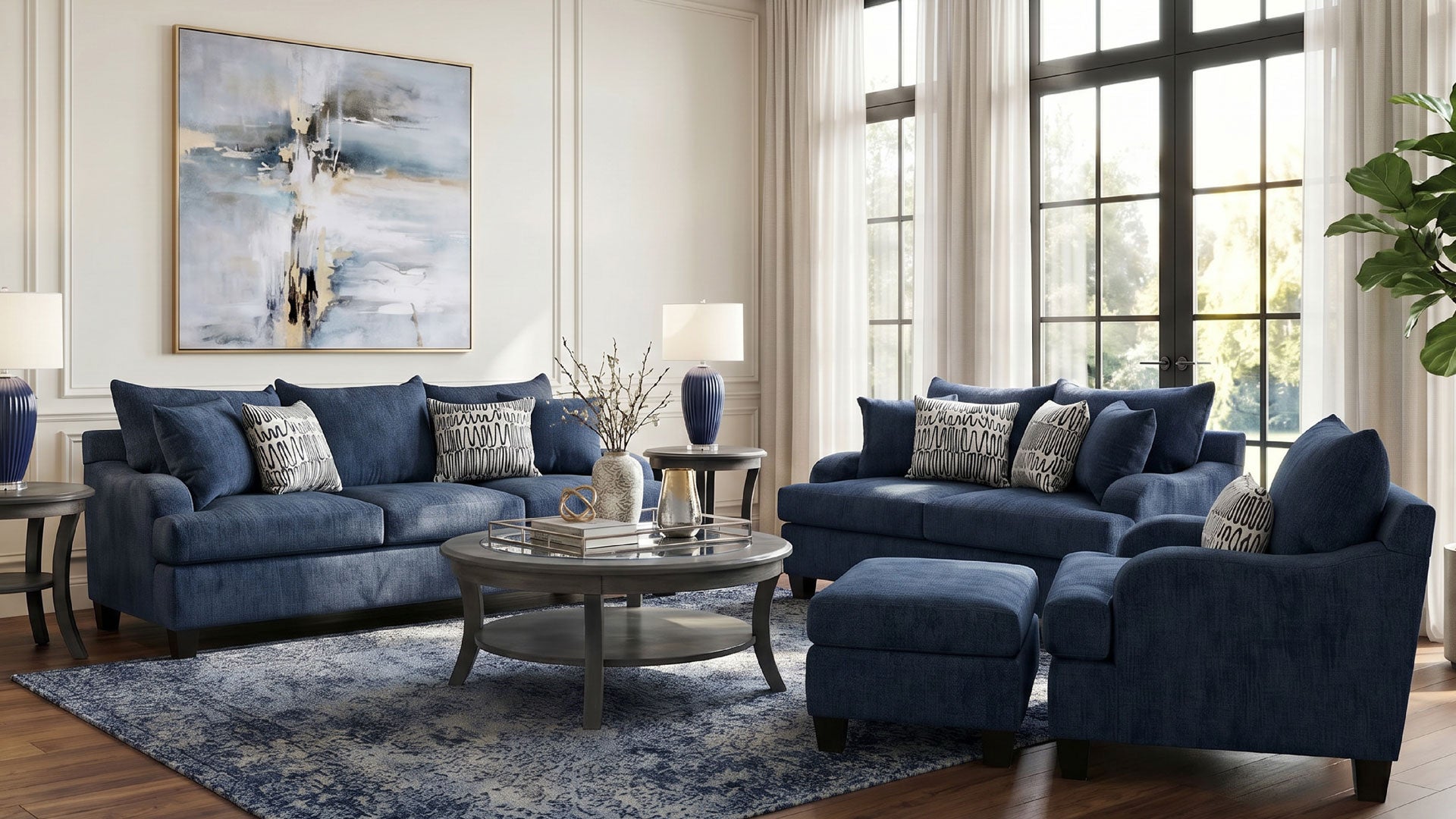 Sofá Suave Navy | Fabricado en EE. UU. | Gallery Furniture