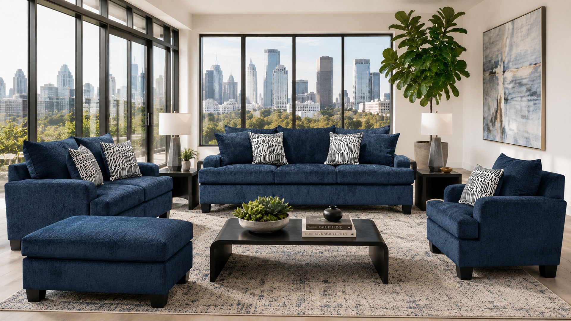Sofá Suave Navy | Fabricado en EE. UU. | Gallery Furniture