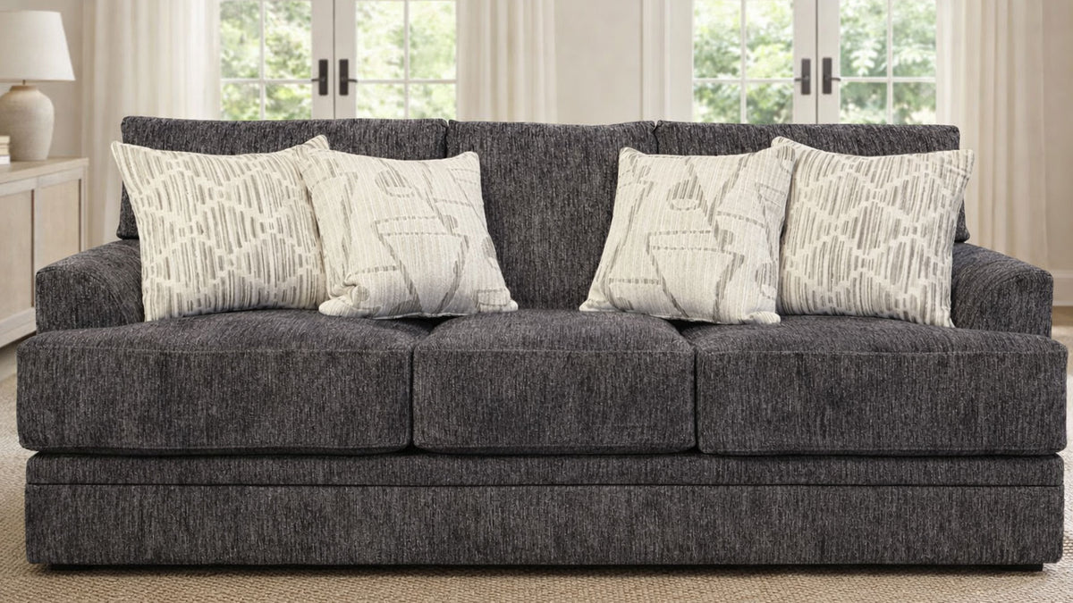 Tyson Mineral Gray Sofa – Coil Cushion Couch | Gallery Furniture
