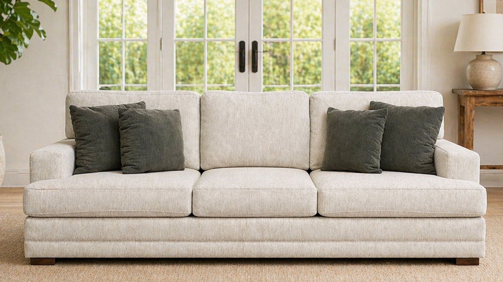 Sofá Tweed Oatmeal de Mayo | Sofá fabricado en EE. UU. | Gallery Furniture