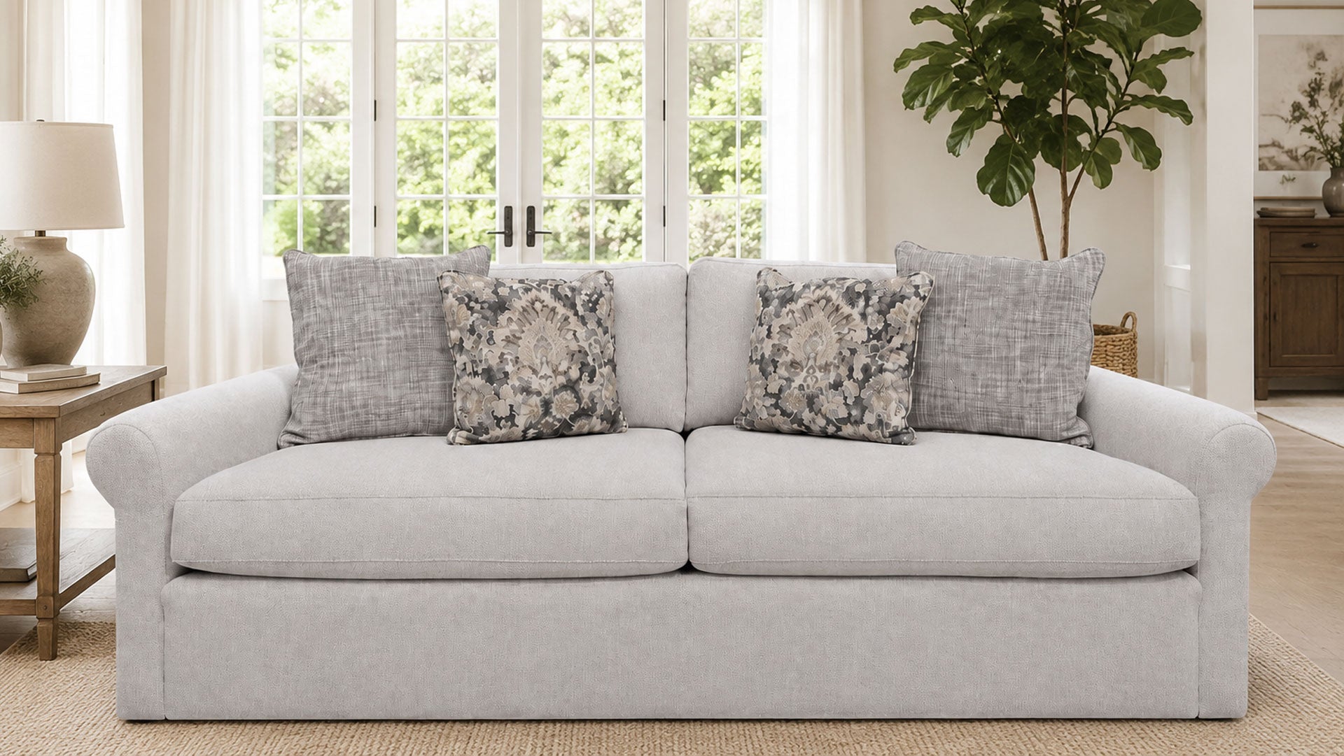 Colchester River-Revolution Fabric Sofa with Pillows | Made in USA | Gallery Furniture
