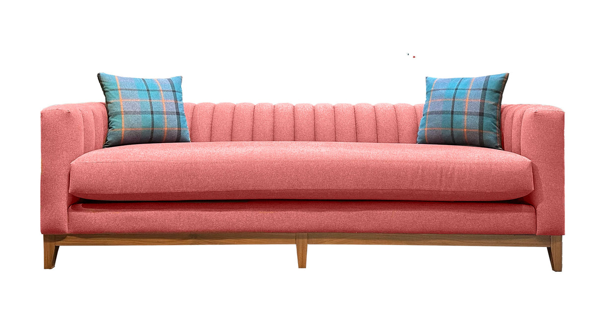 Bubble Gum Pink Contemporary Sofa with Decorative Pillows!