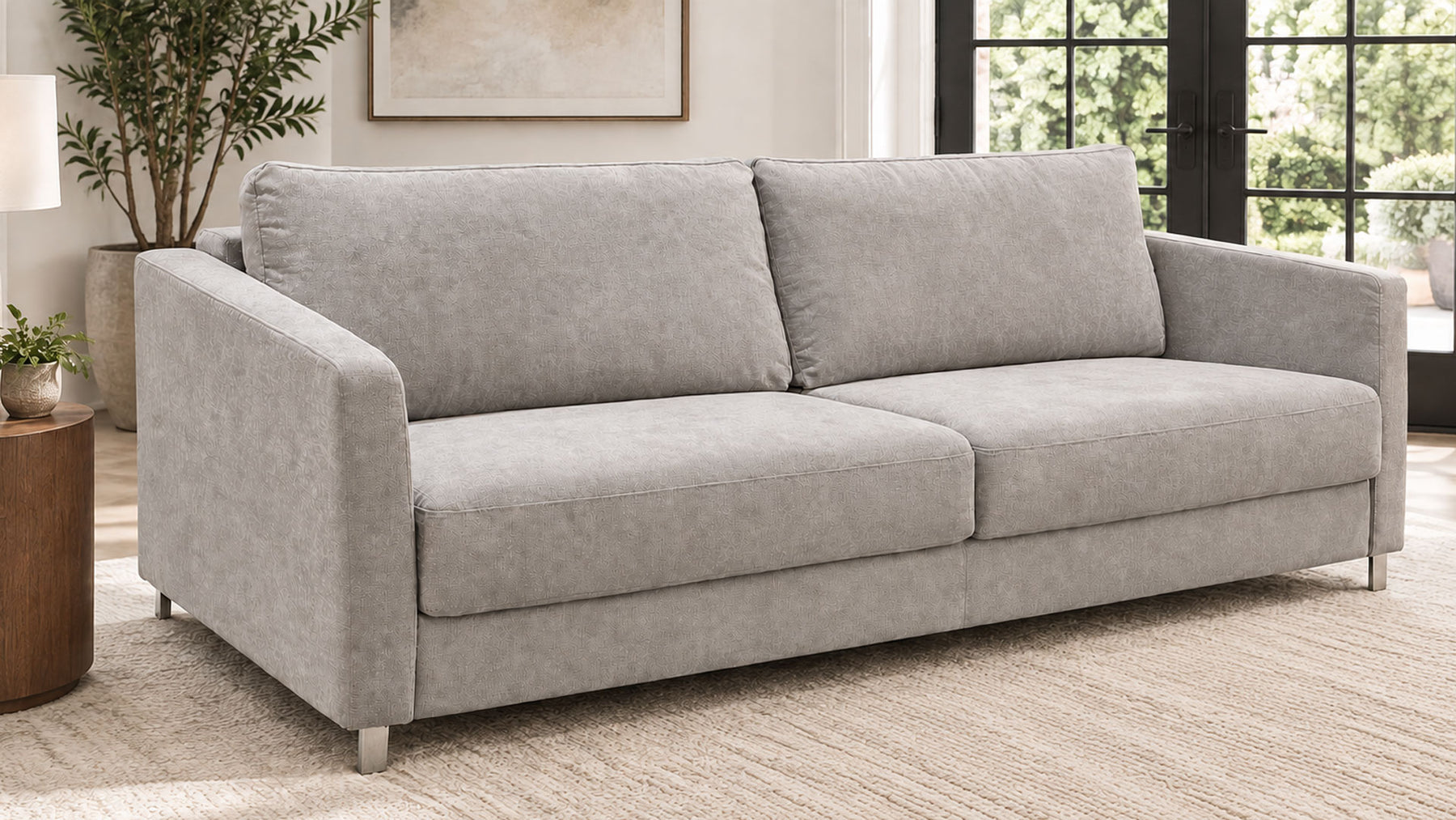 Monika Oliver Chrome King Sleeper Sofa | Gallery Furniture