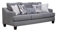 Cadet Sofa - Contemporary Gray Upholstered Sofa with 5 Accent Pillows