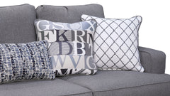 Cadet Sofa - Contemporary Gray Upholstered Sofa with 5 Accent Pillows