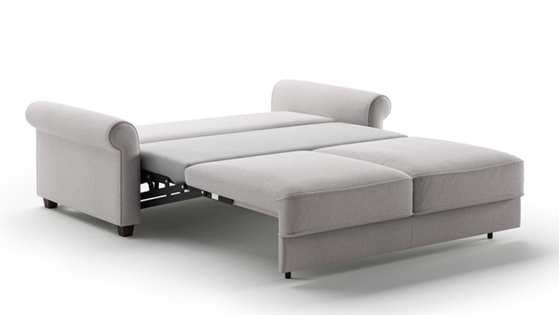 Gray sectional sofa with pull-out bed on a white background