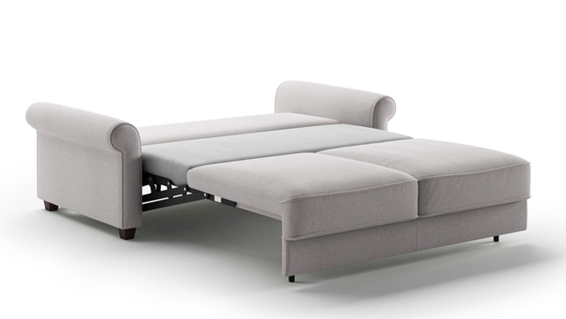 Gray sectional sofa with pull-out bed on a white background