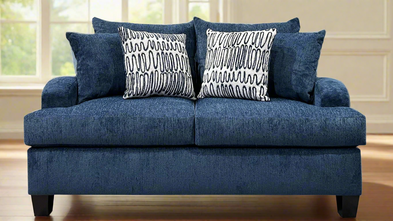 Suave Navy Loveseat | Made in USA | Gallery Furniture