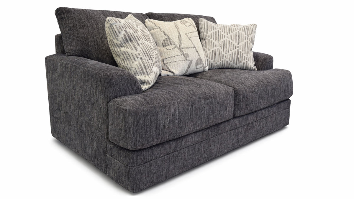 Tyson Mineral Gray Loveseat – Coil Cushion Couch | Gallery Furniture
