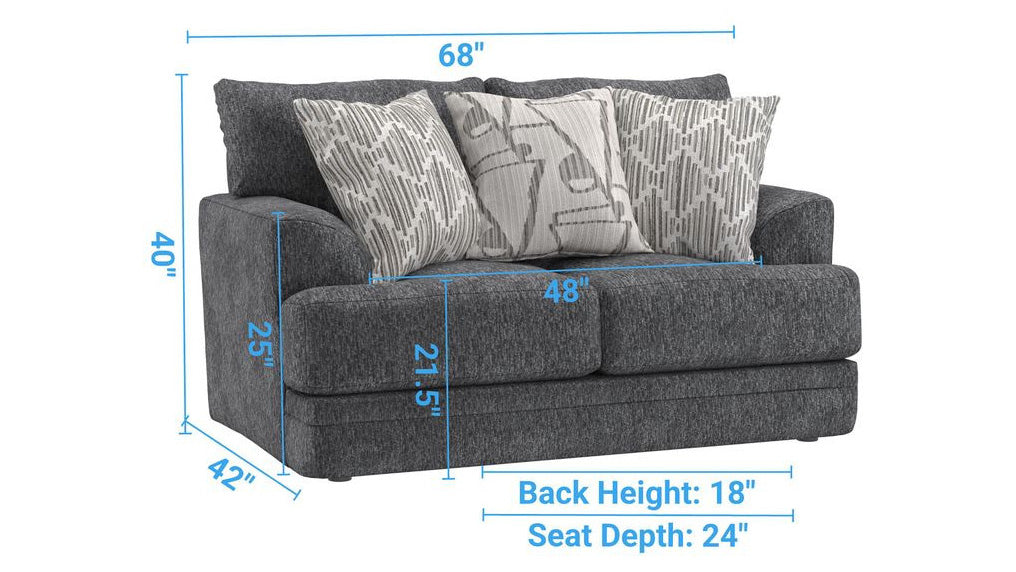 Tyson Mineral Gray Loveseat – Coil Cushion Couch | Gallery Furniture
