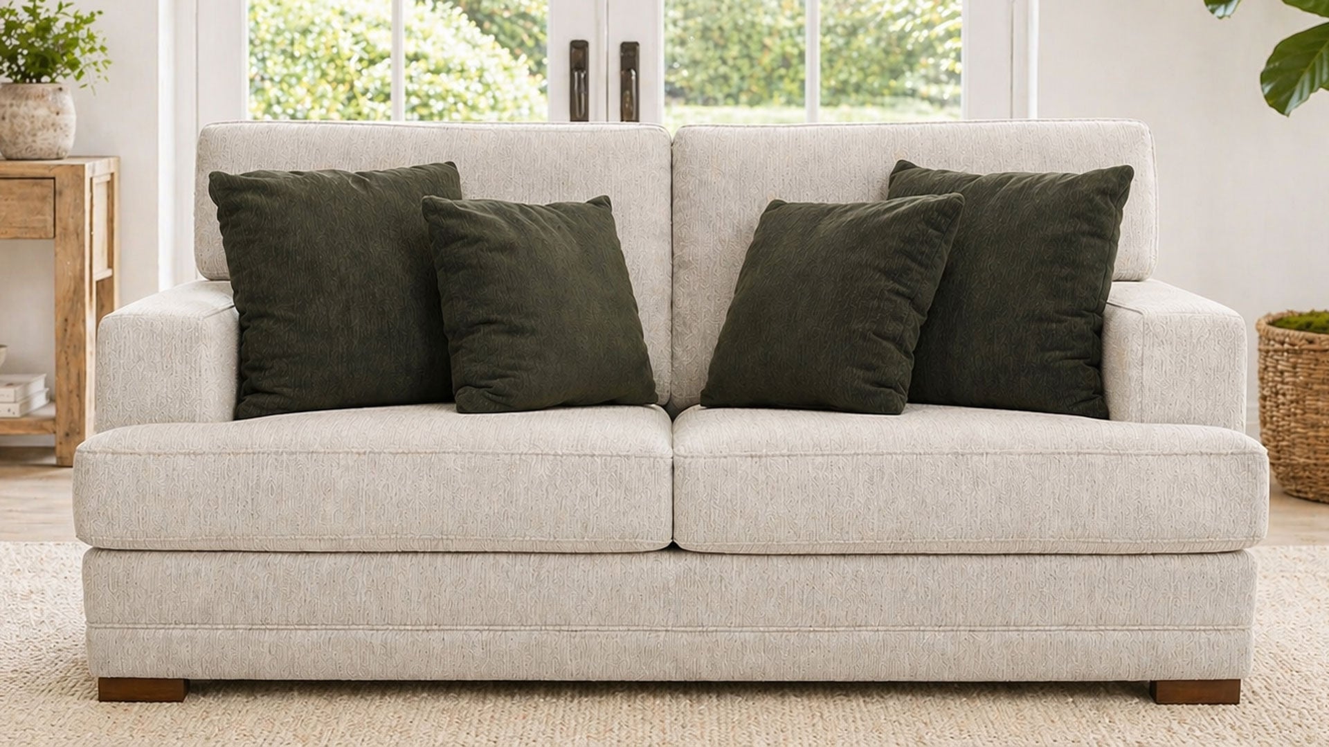 Sofá de dos plazas «Tweed Oatmeal» de Mayo | Sofá fabricado en EE. UU. | Gallery Furniture
