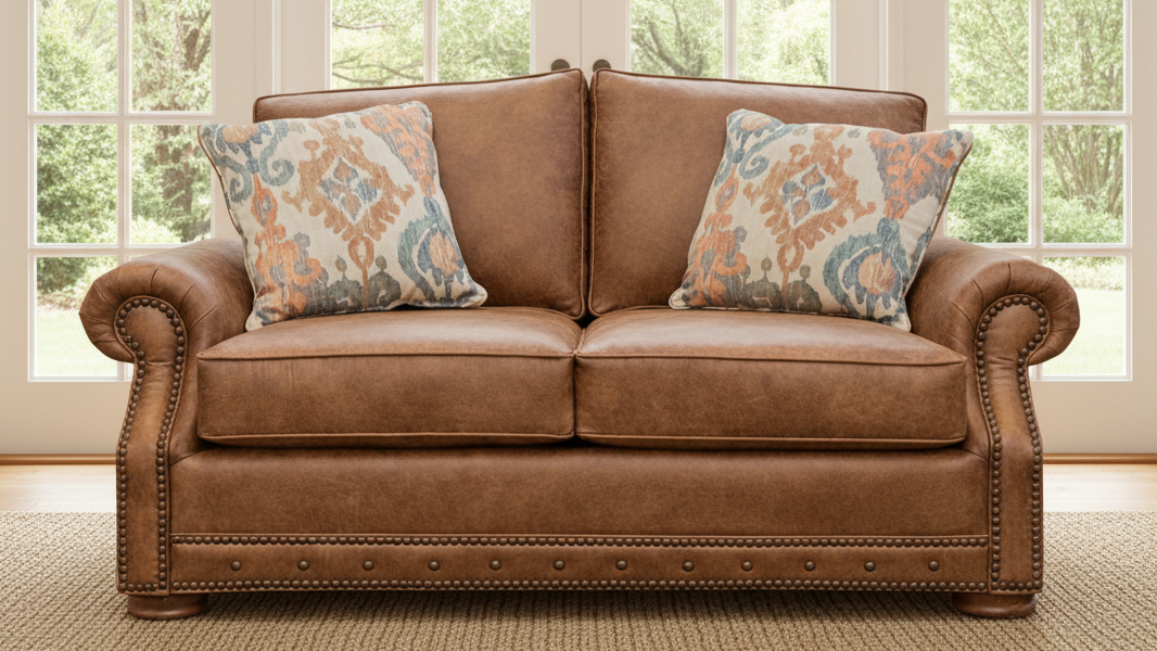 Palance Chestnut Tandem Autumn Loveseat | Made in Texas | Mayo