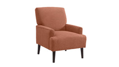 Kiwi Mid-Century Accent Chair – Orange Bouclé Upholstered Chair with Wood Legs