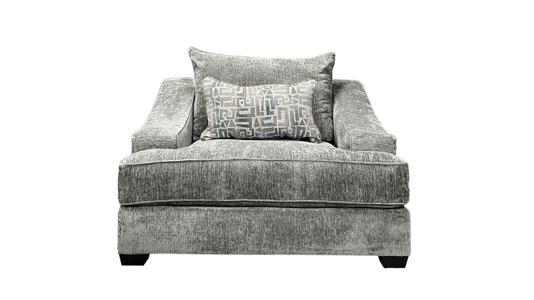 Graphite Accent Chair – Plush Gray Upholstered Armchair with Accent Pillow | Made in USA