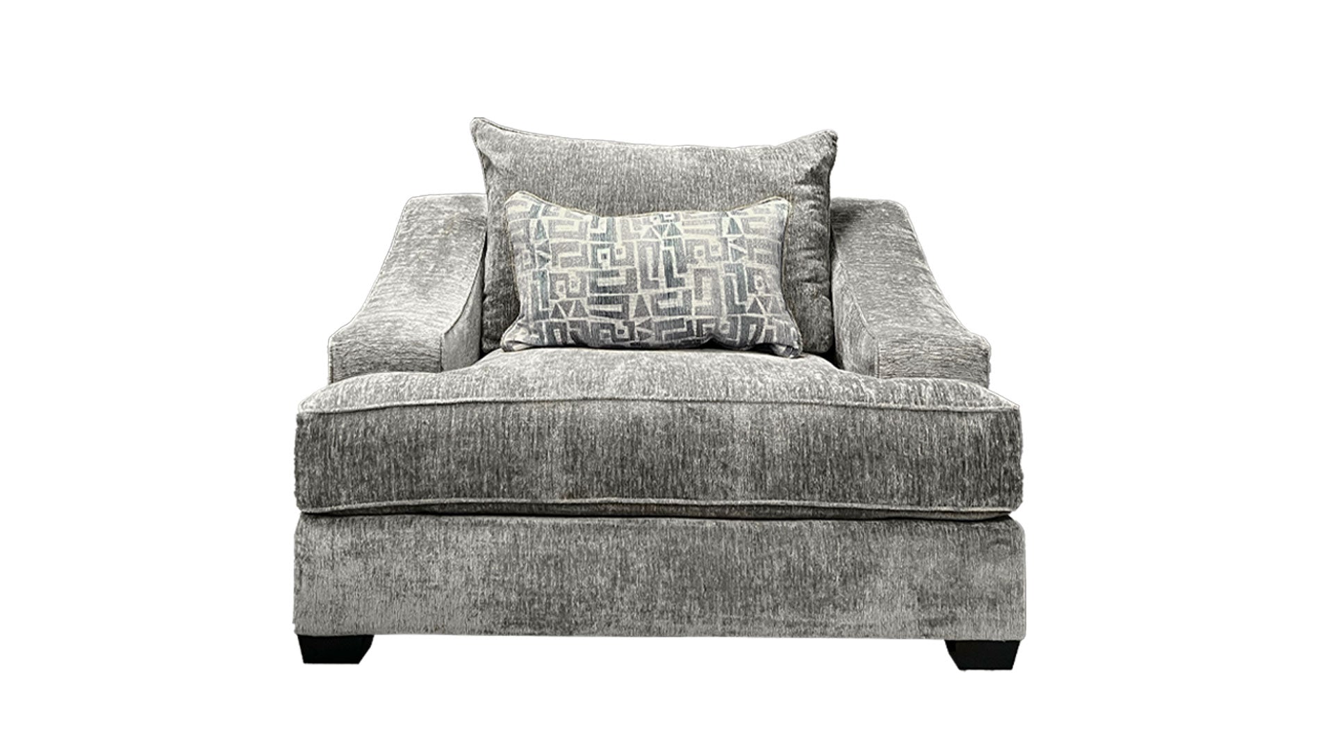 Graphite Accent Chair – Plush Gray Upholstered Armchair with Accent Pillow | Made in USA