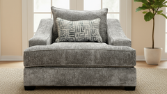 Graphite Accent Chair – Plush Gray Upholstered Armchair with Accent Pillow | Made in USA