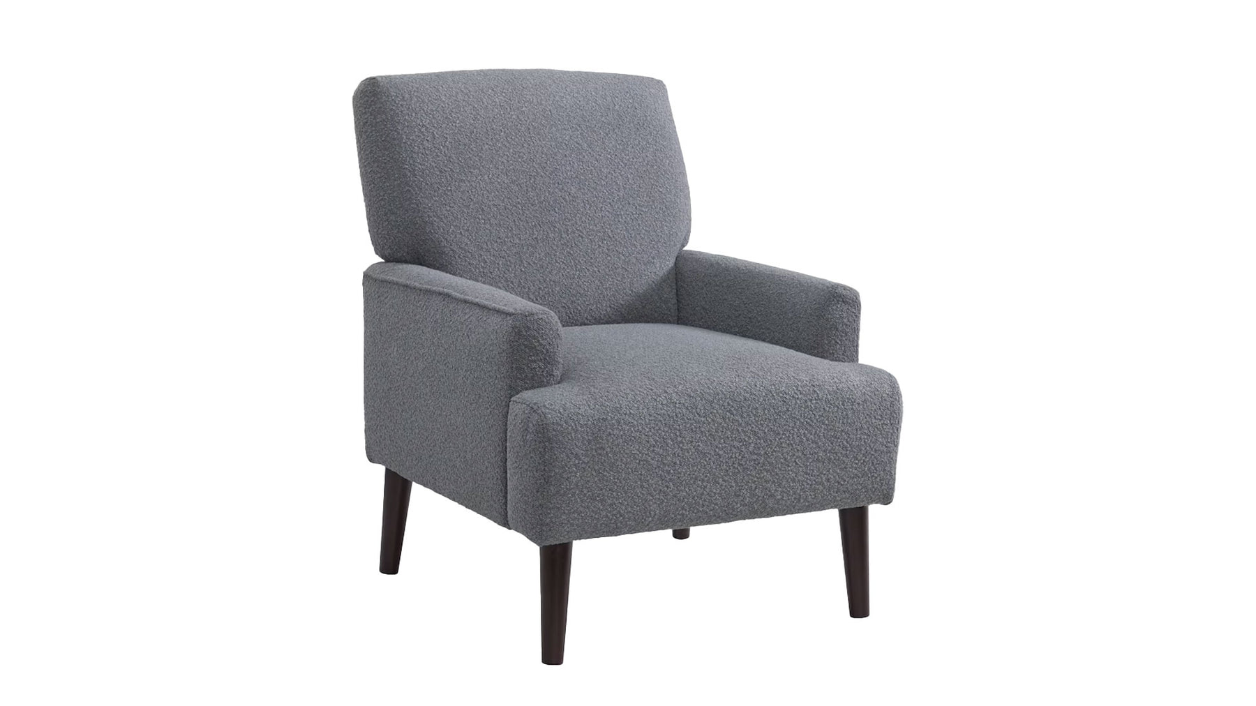 Kiwi Accent Chair – Grey Bouclé Upholstered Armchair with Wood Legs