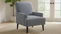 Kiwi Accent Chair – Grey Bouclé Upholstered Armchair with Wood Legs