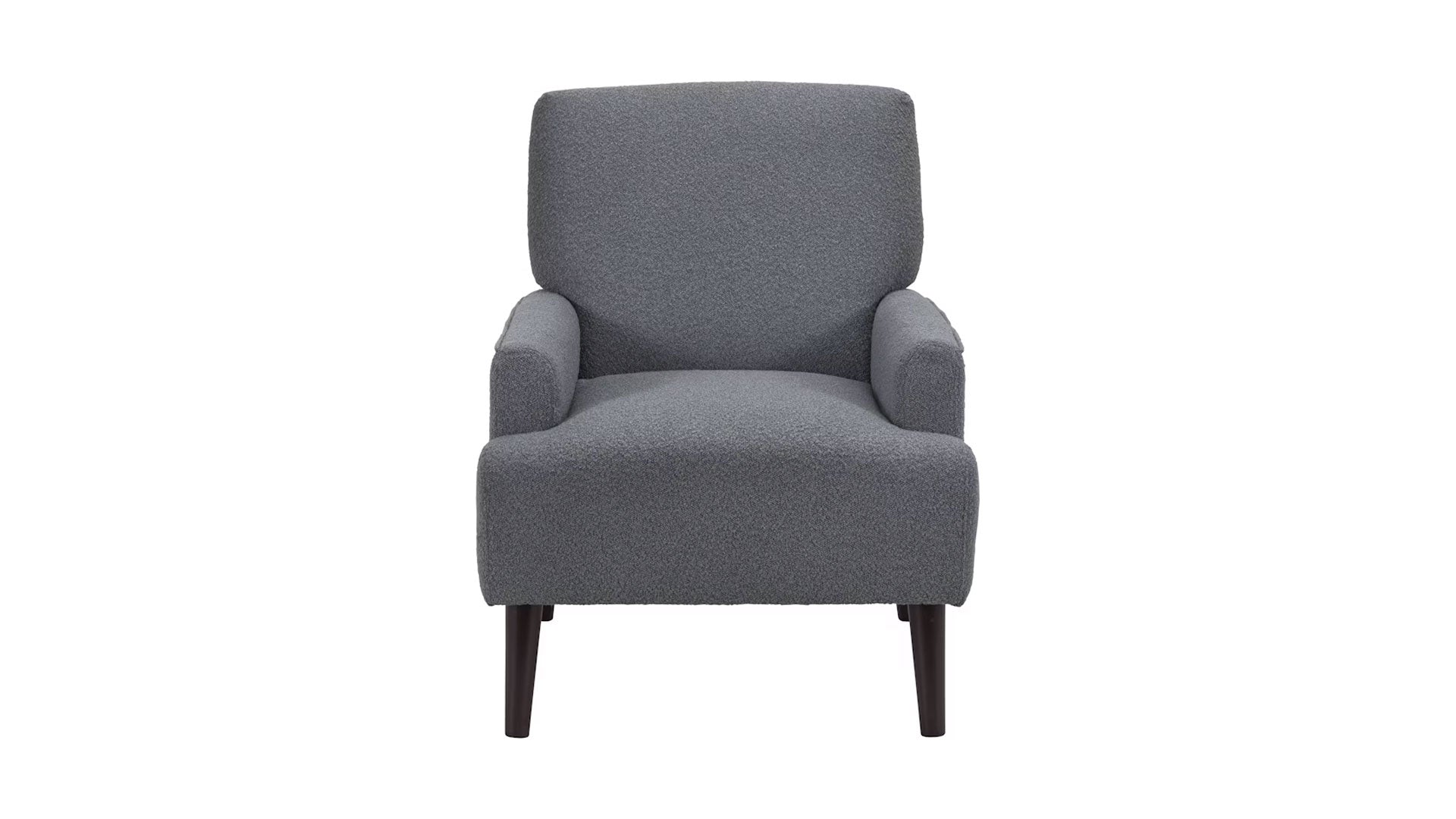 Kiwi Accent Chair – Grey Bouclé Upholstered Armchair with Wood Legs