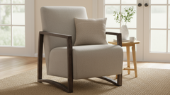 Sillón decorativo Furman: sillón tapizado en color beige para el salón