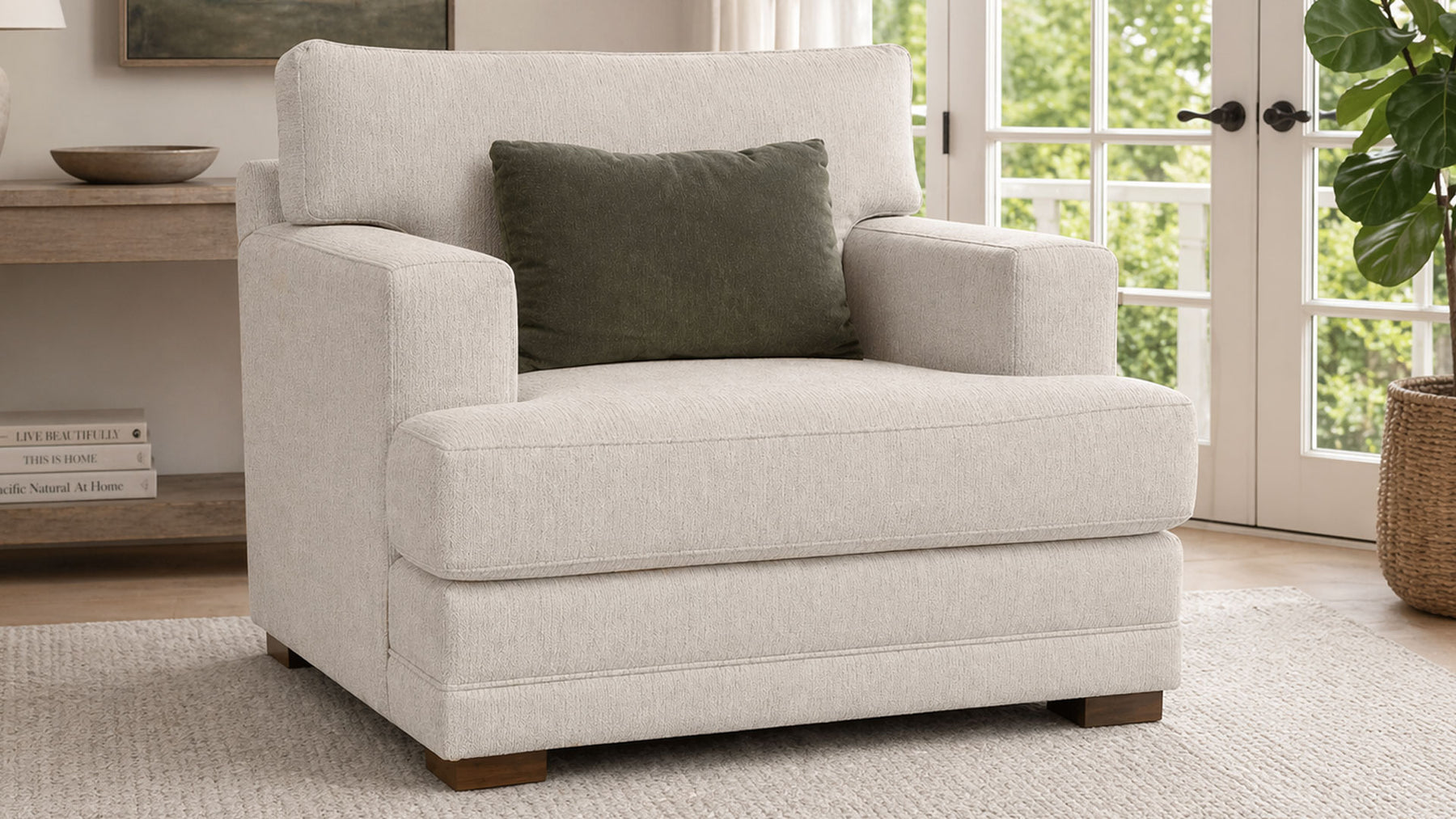 Tweed Oatmeal Chair by Mayo | Made in USA Sofa | Gallery Furniture