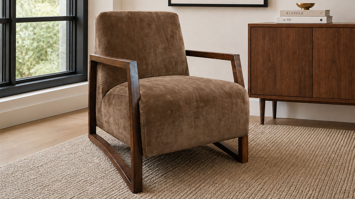 Mansfield Wood Accent Chair | Upholstered Armchair by Jonathan Louis | Gallery Furniture