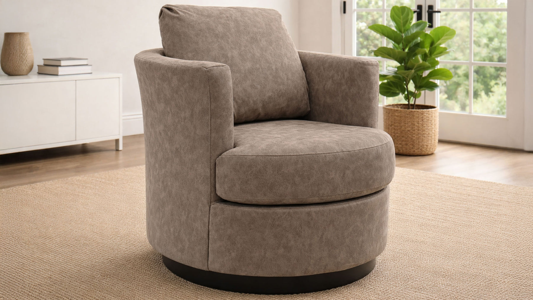 Tina Mushroom Swivel Accent Chair – Upholstered Armchair | Made in USA
