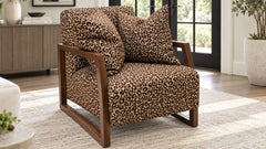 Mansfield Leopard Wood Accent Chair | Gallery Furniture⠋