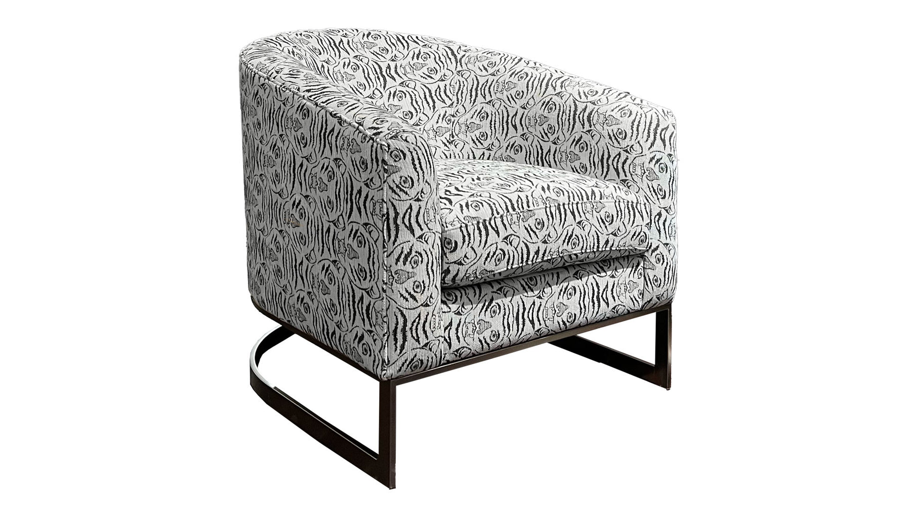Marley Bengal Accent Chair | Contemporary Barrel Chair with Metal Base | Gallery Furniture