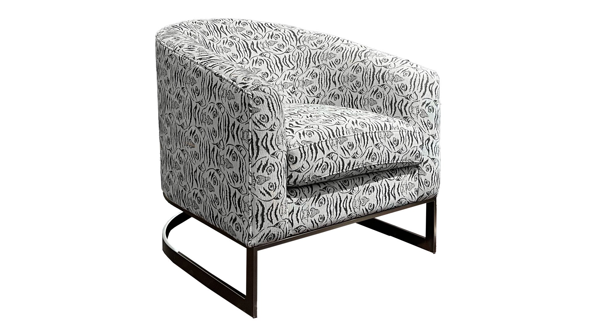 Marley Bengal Accent Chair | Contemporary Barrel Chair with Metal Base | Gallery Furniture