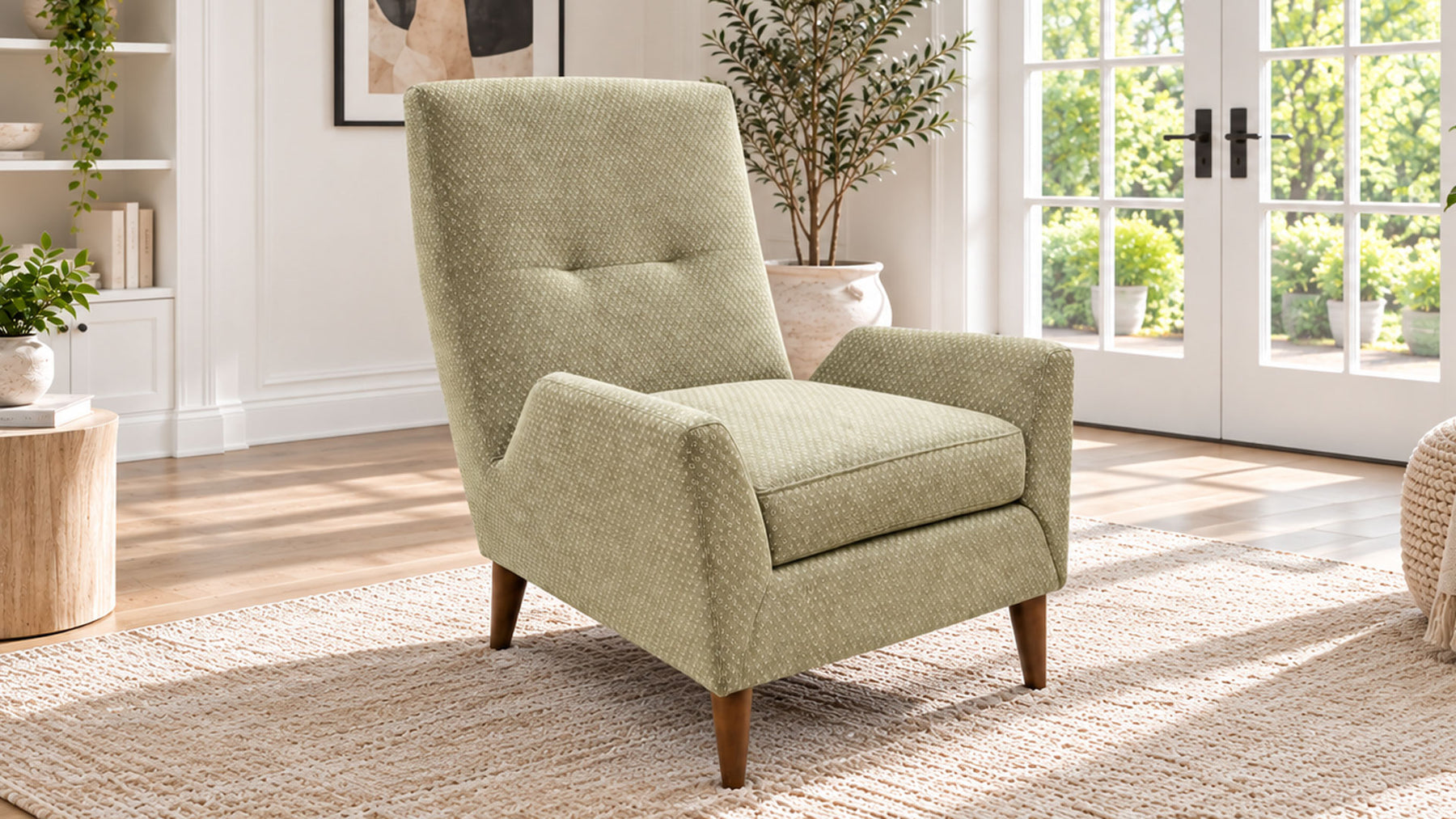 Jamison Bay Leaf Olive Wing Chair | Gallery Furniture