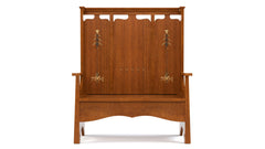 Stickley 125th Anniversary Onondaga Fireside Bench - Solid Wood Storage Bench with Carved Tree Details - Made in USA