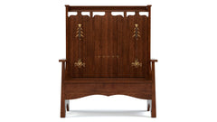 Stickley 125th Anniversary Centennial Fireside Bench - Solid Wood Storage Bench with Carved Tree Details - Made in USA