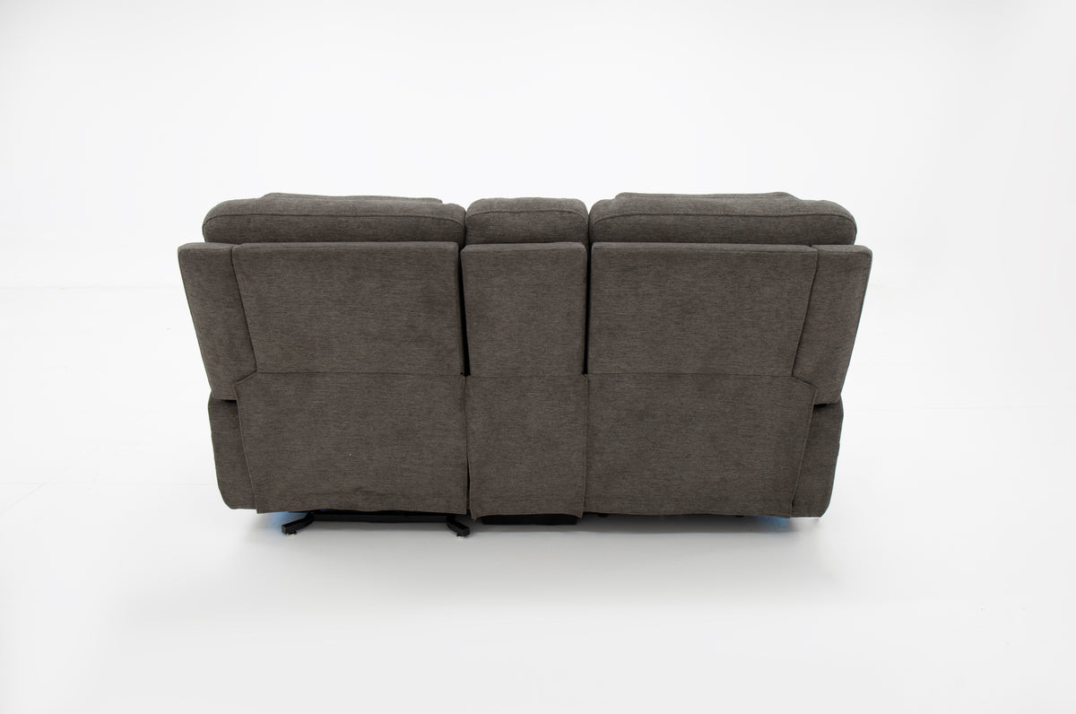 MacZcliner Umber Grey Dual Power Lift Reclining Loveseat with Console – Assistive Sleep Chair | Gallery Furniture