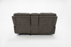 MacZcliner Umber Grey Dual Power Lift Reclining Loveseat with Console – Assistive Sleep Chair | Gallery Furniture